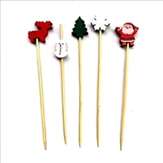 100PCS/ SET Christmas Fruit Disposable Bamboo Sticks