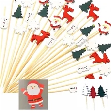 100PCS/ SET Christmas Fruit Disposable Bamboo Sticks
