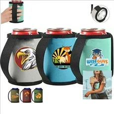12 Oz. Neoprene Sublimated Can Cooler with Strap Handle