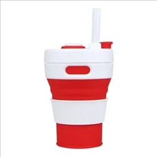 15 Oz. Portable Silicone Foldable Sippy Cup W/Drinking Straw