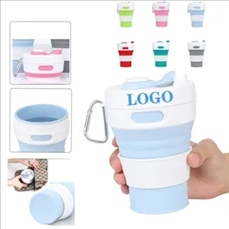 15 Oz. Portable Silicone Foldable Sippy Cup W/Drinking Straw