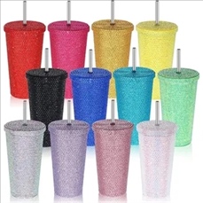 16 Oz Bling Diamond Straw Cup