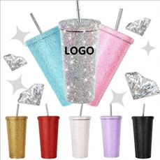 16 Oz Bling Diamond Straw Cup