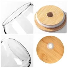 16oz Clear Glass Bamoboo Lid