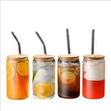 16oz Clear Glass Bamoboo Lid