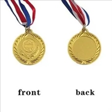 2" Custom Gold Award Medals W/ Stripes Neckband