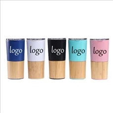 20 Oz Stainless Steel Bamboo Cover Travel Cup