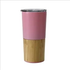 20 Oz Stainless Steel Bamboo Cover Travel Cup