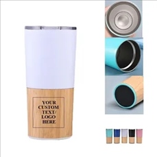 20 Oz Stainless Steel Bamboo Cover Travel Cup
