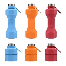 23 Oz Collapsible Dumbbell Water Bottle With Carabiner