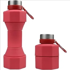 23 Oz Collapsible Dumbbell Water Bottle With Carabiner