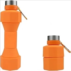 23 Oz Collapsible Dumbbell Water Bottle With Carabiner