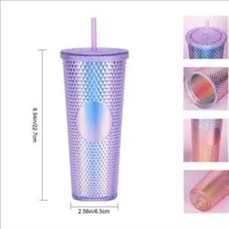 24Oz Glitter Studded Tumbler With Lid And Straw