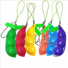 3Pcs Squeeze-A-Bean Edamame Keychain