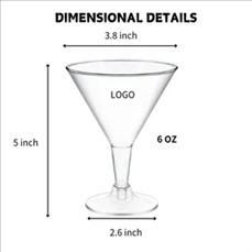 6OZ Disposable Plastic Cocktail Glasses