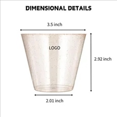 9OZ Disposable Gold-Flake Hard Plastic Cup 270ml