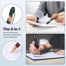 A 2 In 1 Metal Stylus Ballpoint Pens With Soft Touch Click
