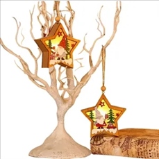 Christmas Ornaments LED Wood Star Round Luminous