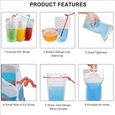 Clear Drink Pouches with Straws