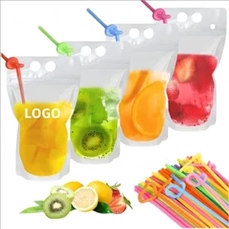 Clear Drink Pouches with Straws