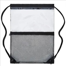 Clear PVC Drawstring Cinch Sack Backpack With Front Zipper