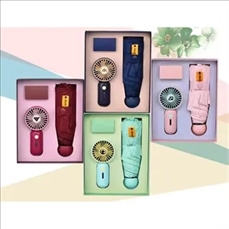 Compact 5-Fold Umbrella with Portable Fan Gift Box Set