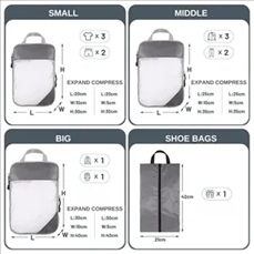 Compressible Foldable Travel Storage Bag Set (4 Pieces)