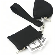 Double Pocket Coin Purse Nylon Customizable Wrist Wristlet
