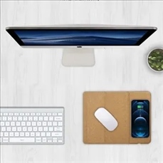 Eco-friendly Cork mouse pad with wireless charger foldable