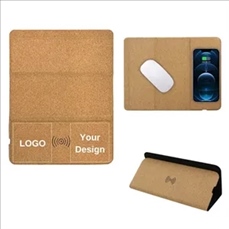 Eco-friendly Cork mouse pad with wireless charger foldable