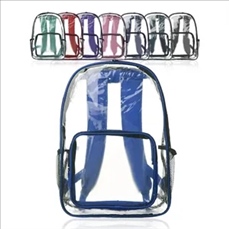Economy Clear Plastic Backpack with Mesh Pocket
