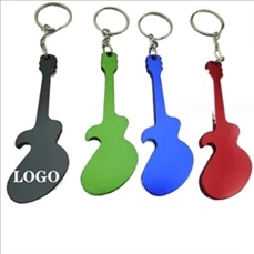 Guitar Shaped Aluminum Bottle Opener with Key Chain