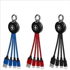 LED Light Up 3 in 1 Charging Cable with Keychain