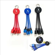 LED Light Up 3 in 1 Charging Cable with Keychain