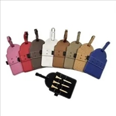 Leather Golf Bag Tag with 3 Tees Set