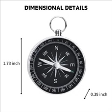 Metal Aluminum Alloy Compass with Keychain