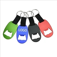 Oval Bottle Opener Keychain with Strap