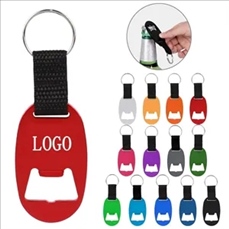 Oval Bottle Opener Keychain with Strap