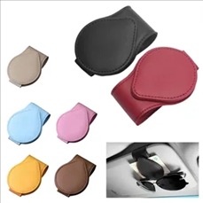 PU Leather Car Sunglasses Holder Clip