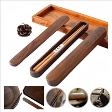 Portable Natural Wooden Chopsticks Box