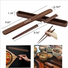 Portable Natural Wooden Chopsticks Box