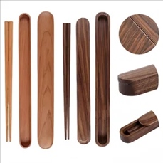 Portable Natural Wooden Chopsticks Box