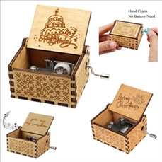 Retro Hand Crank Crafts Wooden Music Box