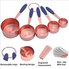 Rose gold stainless steel 5-piece measuring cup set