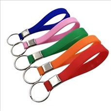 Screen Printed Silicone Wristband Keychain