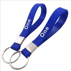 Screen Printed Silicone Wristband Keychain