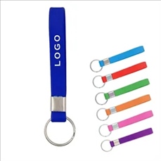 Screen Printed Silicone Wristband Keychain