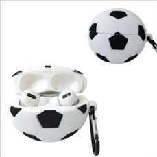 Silicone Soccer Earbuds Case with Keyring