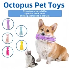 Small doy  octopus for puppy doll, cat squeaky plush toy