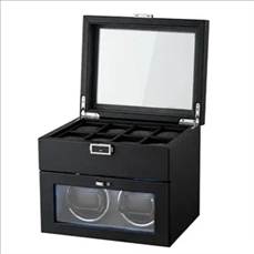 Standing 2-Slot Watch Winder + 8-Slot Storage Box With Light